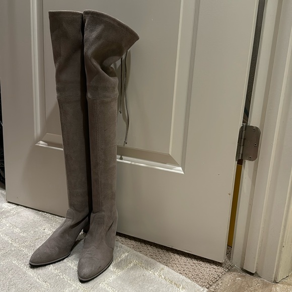 Stuart Weiztman Gray Suede OTK Boots - Picture 1 of 5